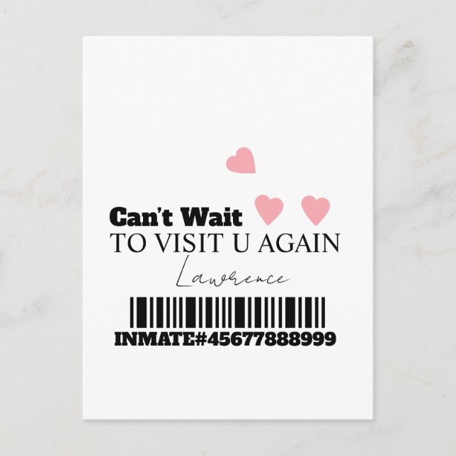 Carte Postale Prison Long Distance Cute Hearts Visit (Devant)