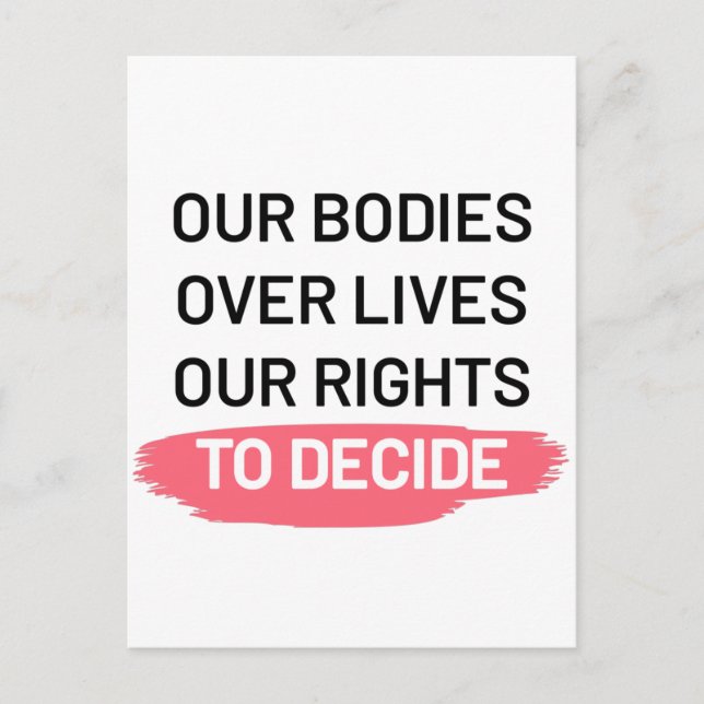 Carte Postale Pro Choice Droits d'avortement Conception (Devant)
