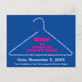 Carte Postale Pro Choice Sortez du vote Coathanger