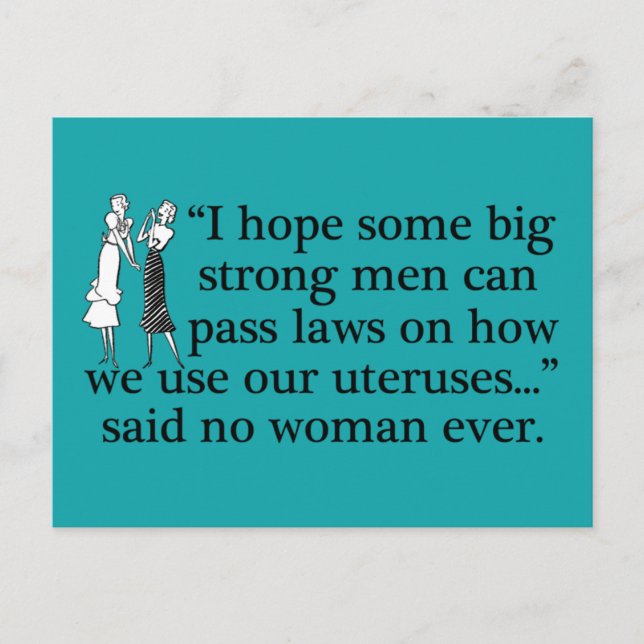 Carte Postale Pro Choice Women Drôle Feminist Cartoon Turquoise (Devant)
