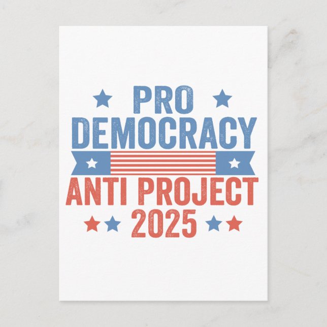 Carte Postale Pro Democracy Anti Project 2025 Trump républicain (Devant)