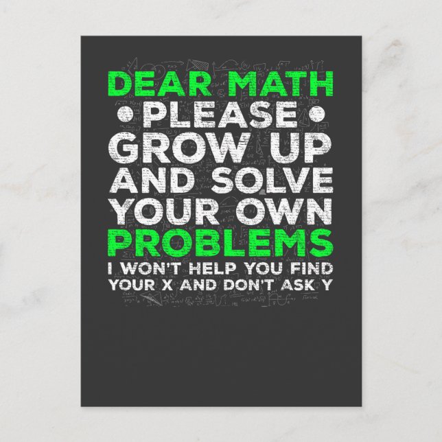 Carte Postale Problèmes de mathématiques amusants Mathématiques  (Devant)