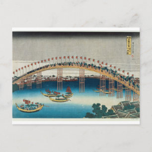 Carte Postale Procession au-dessus d'un pont (impression en bois