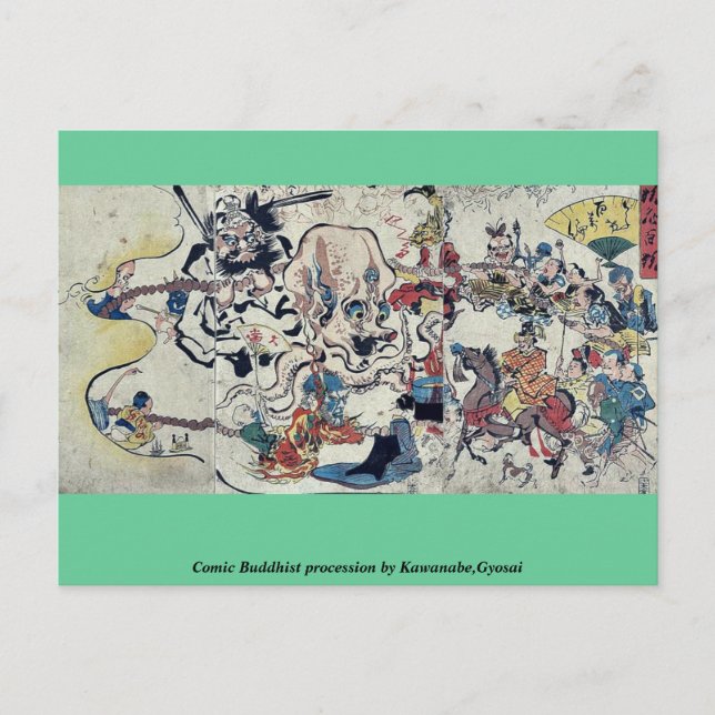 Carte Postale Procession bouddhiste de bande dessinée par Kawana (Devant)