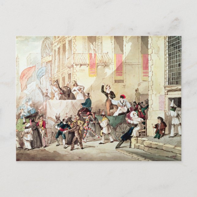 Carte Postale Procession de cirque en Italie, 1830 (Devant)