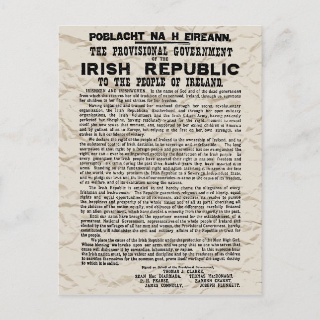 Carte Postale Proclamation de Pâques sur la République d'Irlande (Devant)