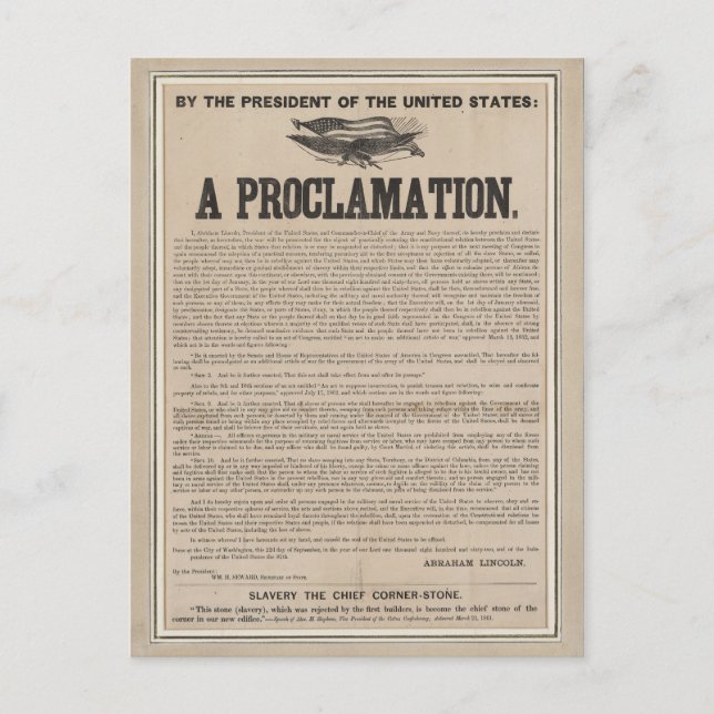 Carte Postale Proclamation préliminaire sur l'émancipation (Devant)