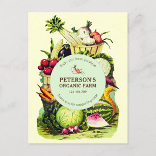 Carte Postale Producteur de légumes locaux botaniques vintage