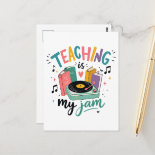 Carte Postale Prof Enseignement Rétro Est Mon Jam Disque Vinyle