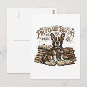 Carte Postale Professeur Biscuit Frenchie Esquire vintage