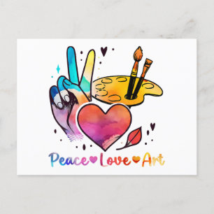 Carte Postale Professeur D'Art Peace Love Art Pour Artistes Et P