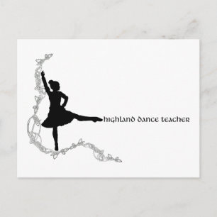 Carte Postale Professeur de danse highland - Silhouette noire