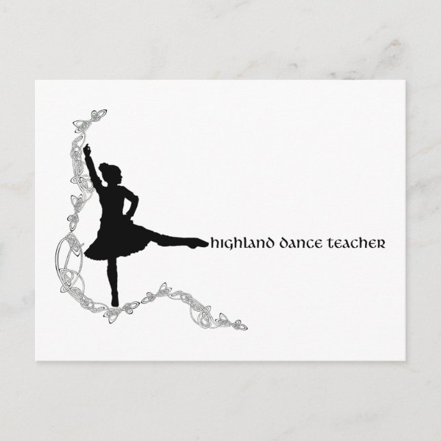 Carte Postale Professeur de danse highland - Silhouette noire (Devant)
