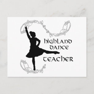 Carte Postale Professeur de Danse Highland - Silhouette Noire