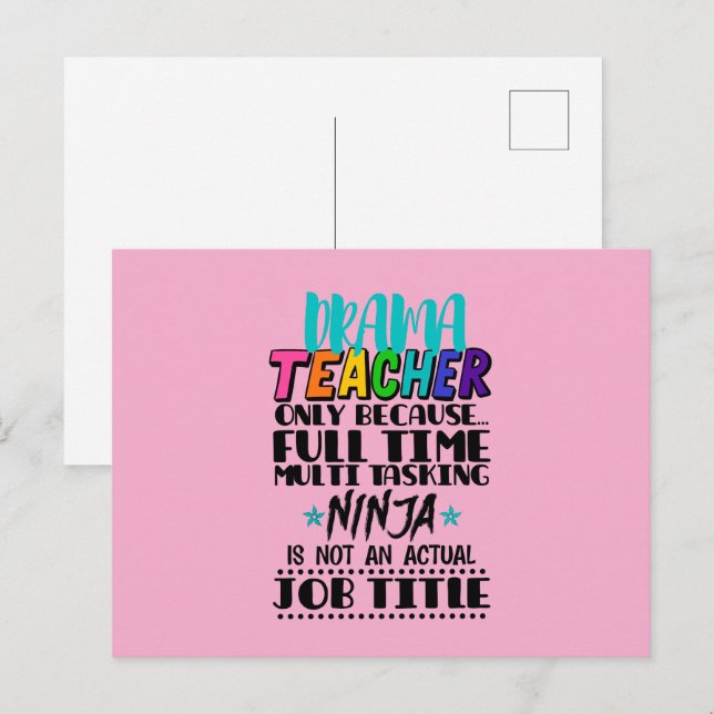 Carte Postale Professeur De Drame Seulement Parce Que Multi-Tâch (Devant / Derrière)