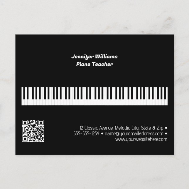 Carte Postale Professeur de piano professionnel Code QR de l'ent (Devant)
