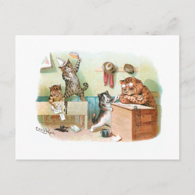Carte Postale Professeur Dozing par Louis Wain (Devant)