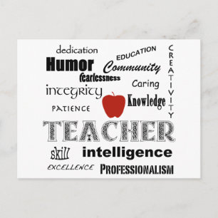 Carte Postale Professeur Pride+Pomme rouge/Conception de texte