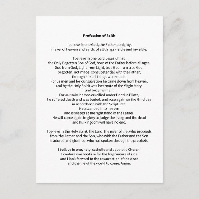 Carte Postale Profession de foi (Devant)