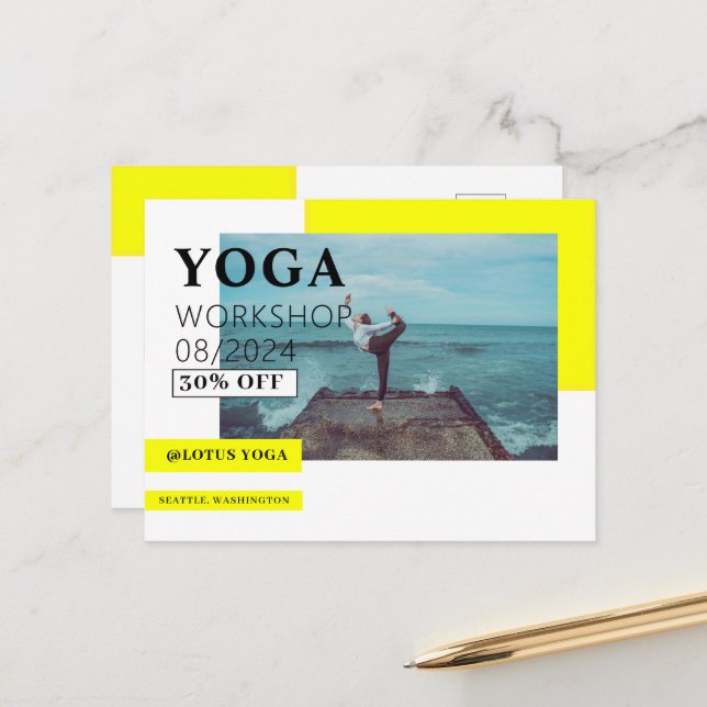 Carte postale professionnelle de la classe Yoga (Devant/Arrière en situation)