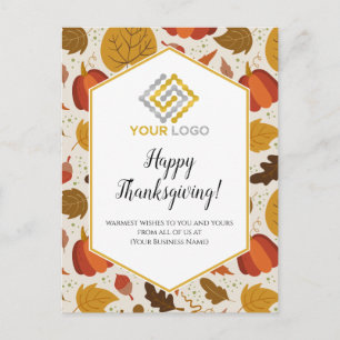 Carte postale professionnelle du logo Thanksgiving