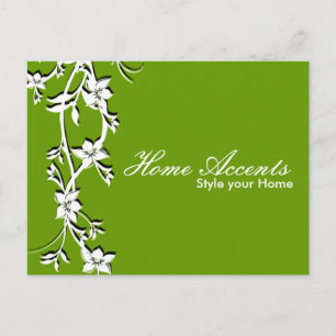 Carte postale professionnelle Floral Vert Blanc