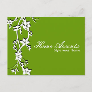 Carte postale professionnelle Floral Vert Blanc
