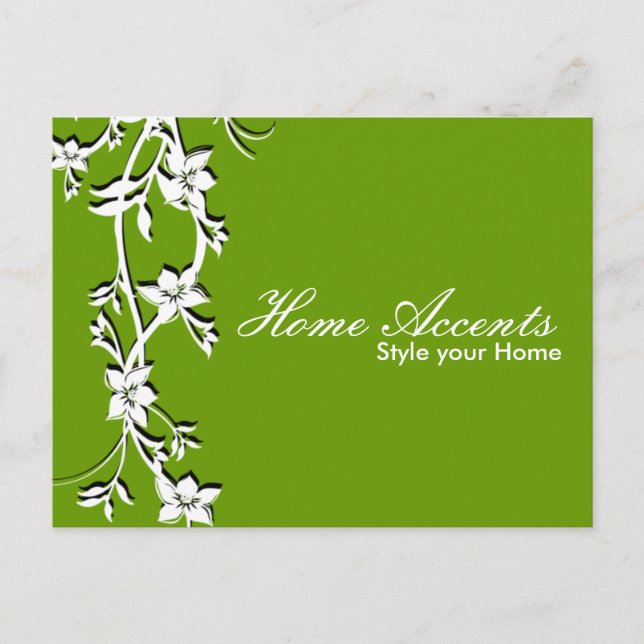 Carte postale professionnelle Floral Vert Blanc (Devant)