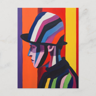 Carte Postale Profil abstrait avec chapeau melon