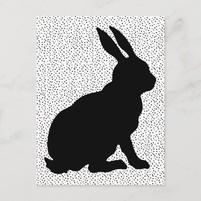 Carte Postale Profil latéral assis Lapin noir sur Pois (Devant)