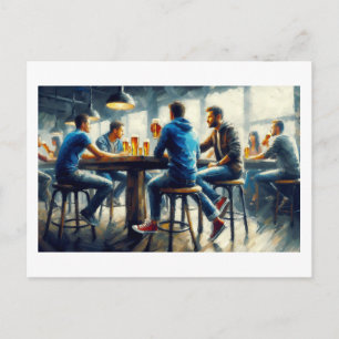 Carte Postale Profiter de boissons dans un bar,