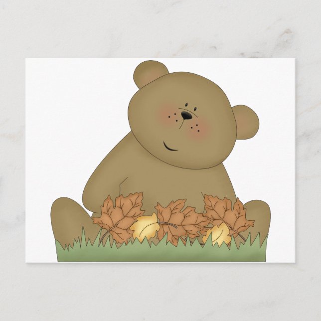 Carte Postale profitez de l'ours en peluche d'automne (Devant)