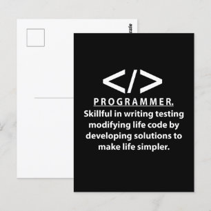 Carte Postale Programmeur développeur de codage programmeur