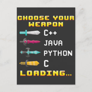 Carte Postale Programmeur Geek Java C Python Ordinateur IT Nerd