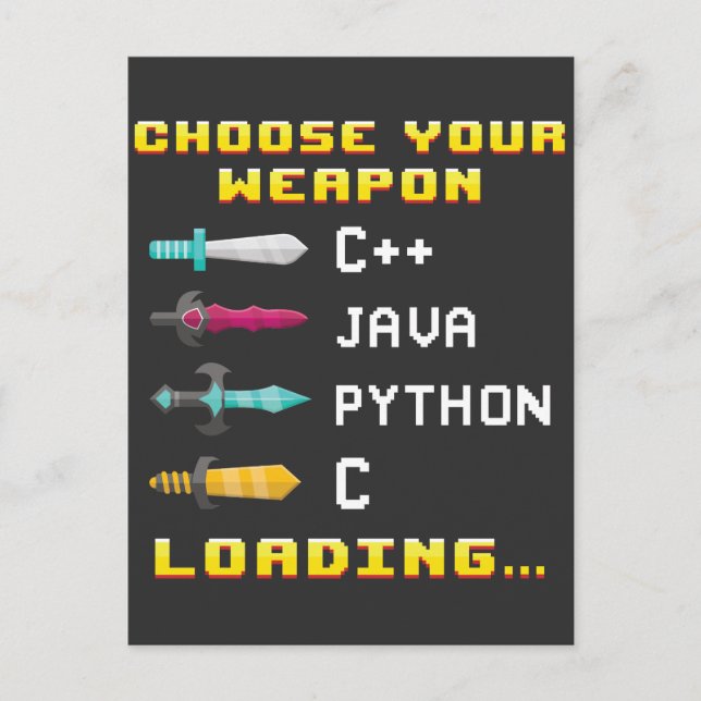 Carte Postale Programmeur Geek Java C Python Ordinateur IT Nerd (Devant)