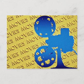 Carte Postale Projecteur de film sur l'arrière - plan jaune "fil