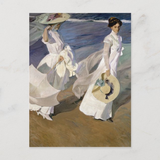 Carte Postale Promenade au bord de la mer, 1909 (Devant)