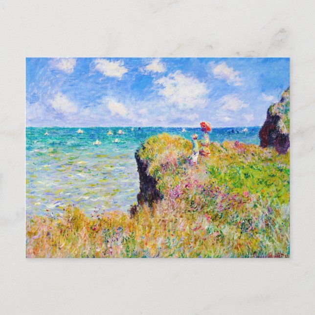 Carte Postale Promenade au sommet de la falaise à Pourville Clau (Devant)