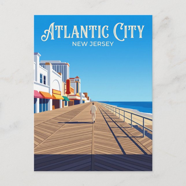 Carte Postale Promenade d'Atlantic City USA (Devant)
