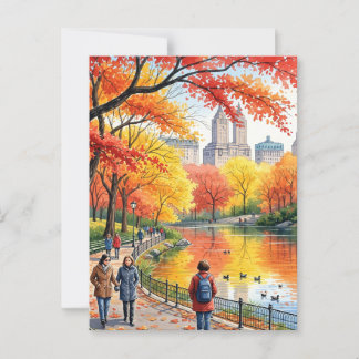 Carte Postale Promenade D'Automne Dans Le Parc