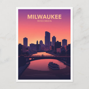 Carte Postale Promenade de la rivière Milwaukee et vue sur le ce