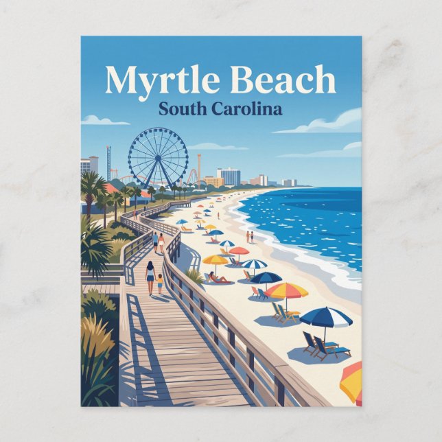 Carte Postale Promenade de Myrtle Beach USA (Devant)