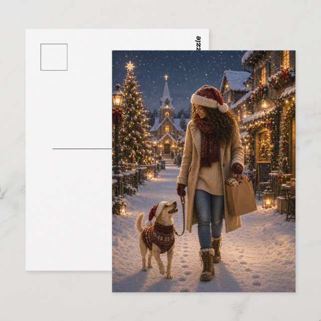 Carte Postale Promenade de Noël avec Lina (Devant / Derrière)