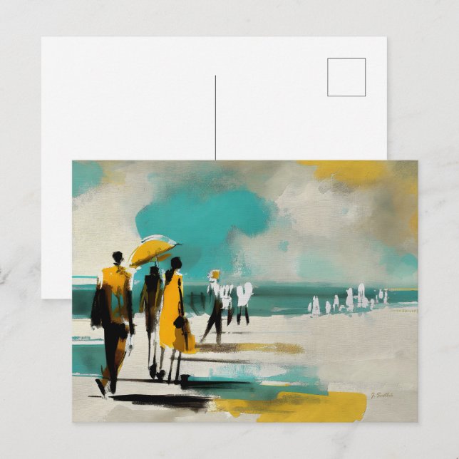 Carte Postale Promenade Ensoleillée – Figures Abstraites Dans Un (Devant / Derrière)