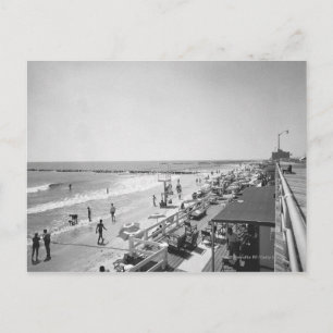 Carte Postale Promenade et plage B&W vue surélevée