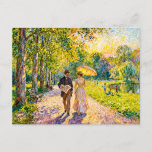Carte Postale Promenade Impressionniste dans un Parc Estival ver