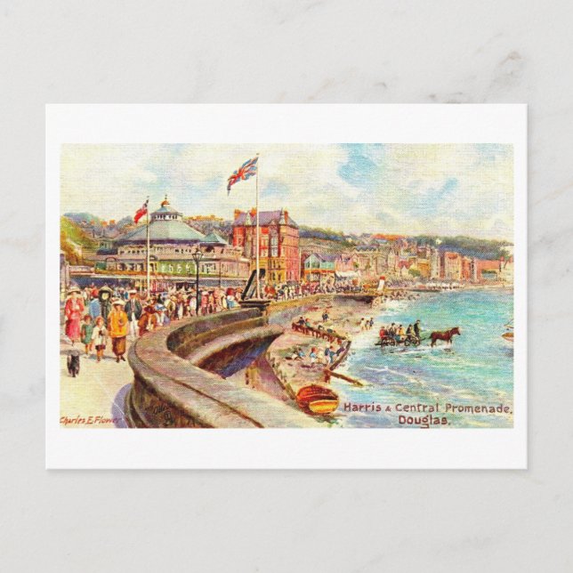 Carte Postale Promenade Vintage, Douglas, Île de Man (Devant)