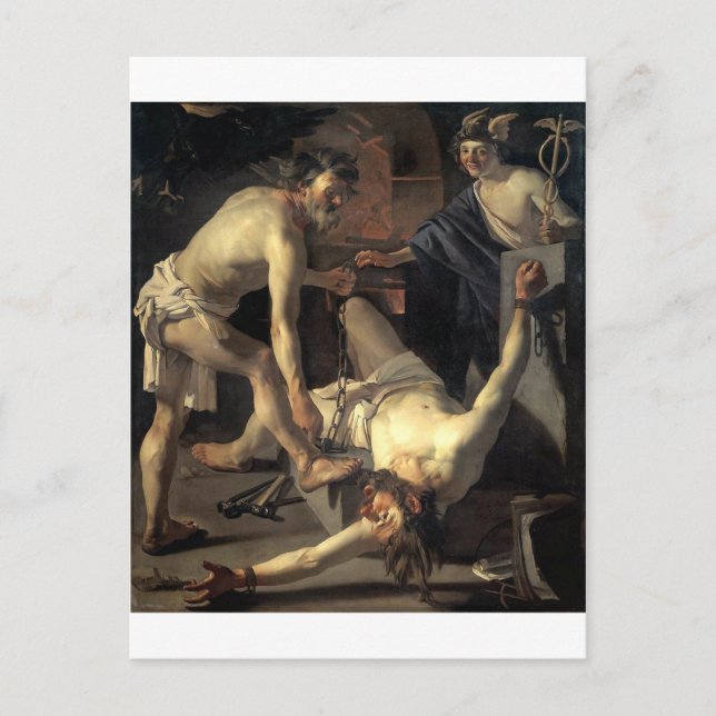 Carte Postale Prometheus Etre Enchaîné, par Dirck van Baburen (Devant)