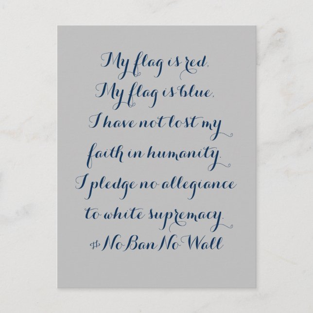 Carte Postale Promettre De Ne Pas Alléguer La Suprématie Blanche (Devant)