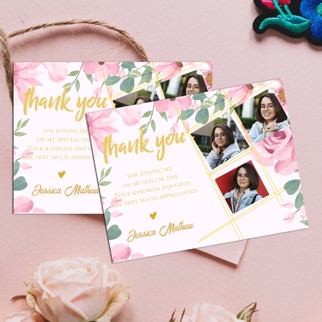 Carte Postale Promotion 2025 Multi Photo Remerciements pour l'ob (Class of 2025 Multi Photo Graduation Thank you Postcard)